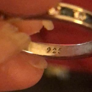 Sterling silver green and white stone